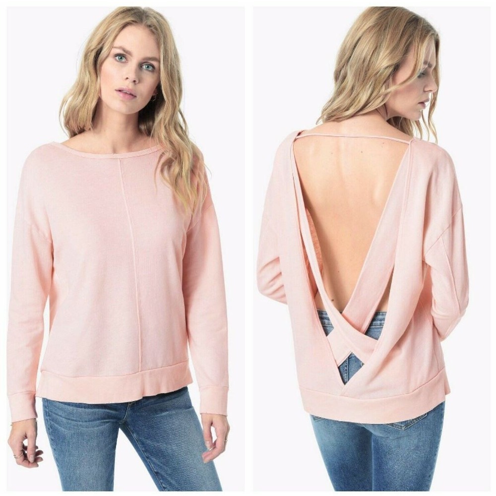 Joe's Jeans Odetta Open Back Sweatshirt Pullover Peach Pink S19OOS5120 L